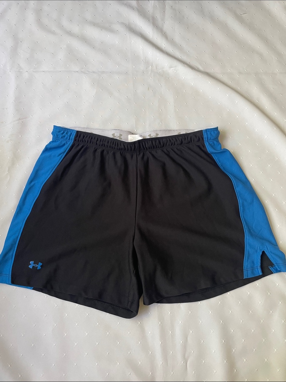 Under Armour Black with Blue Side-Panel Athletic Shorts